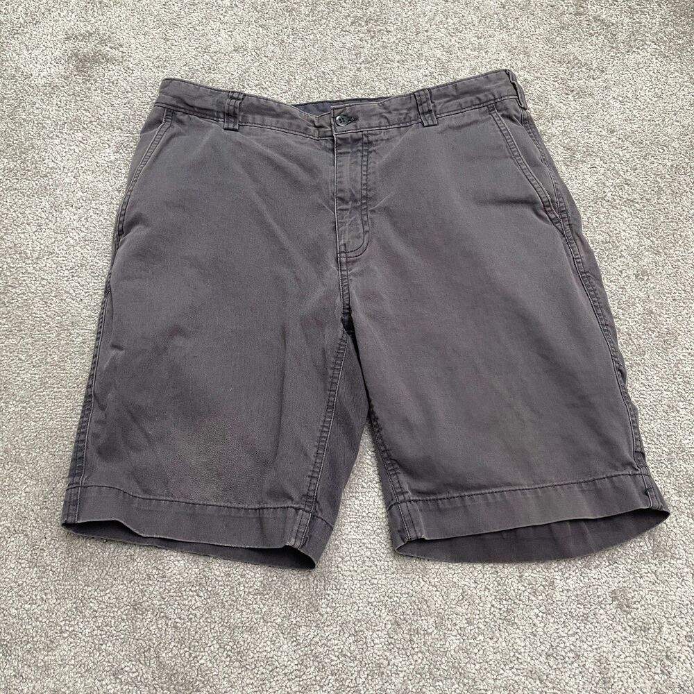 Cremieux Chino Shorts Mens 34 Dark Gray Flat Front 100% Cotton Casual Preppy